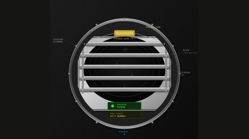 Fire damper illustration open test