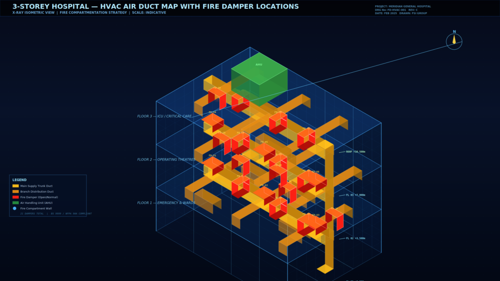 Hospital fire damper illustrative map